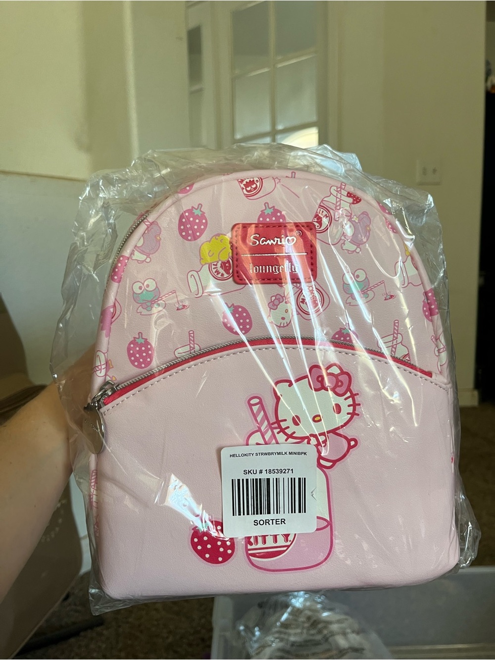 Sanrio Hello Kitty Strawberry Print Light Pink Loungefly Backpack